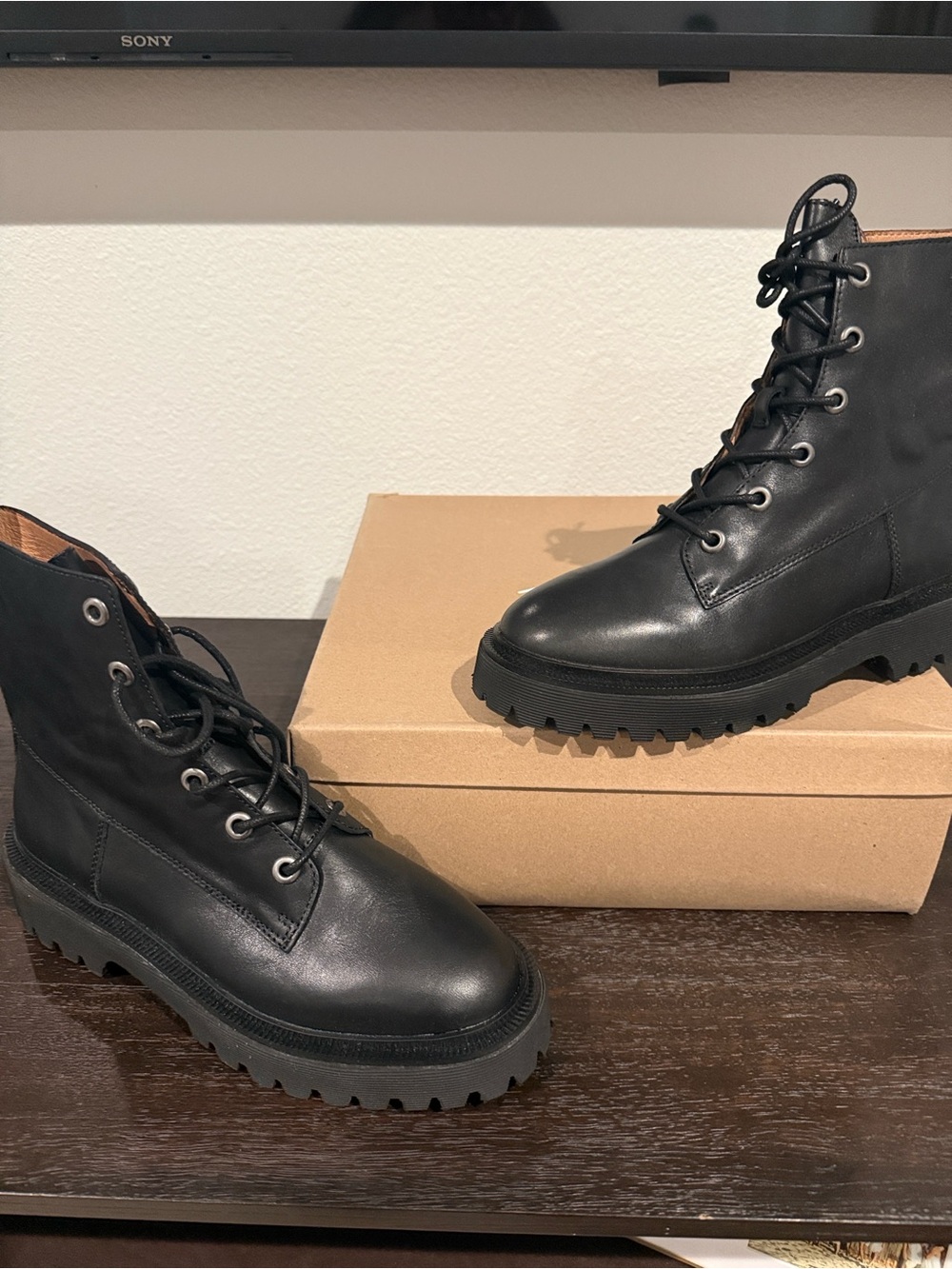 NWTMadewell Black Lug Sole Lace-Up Combat Boots